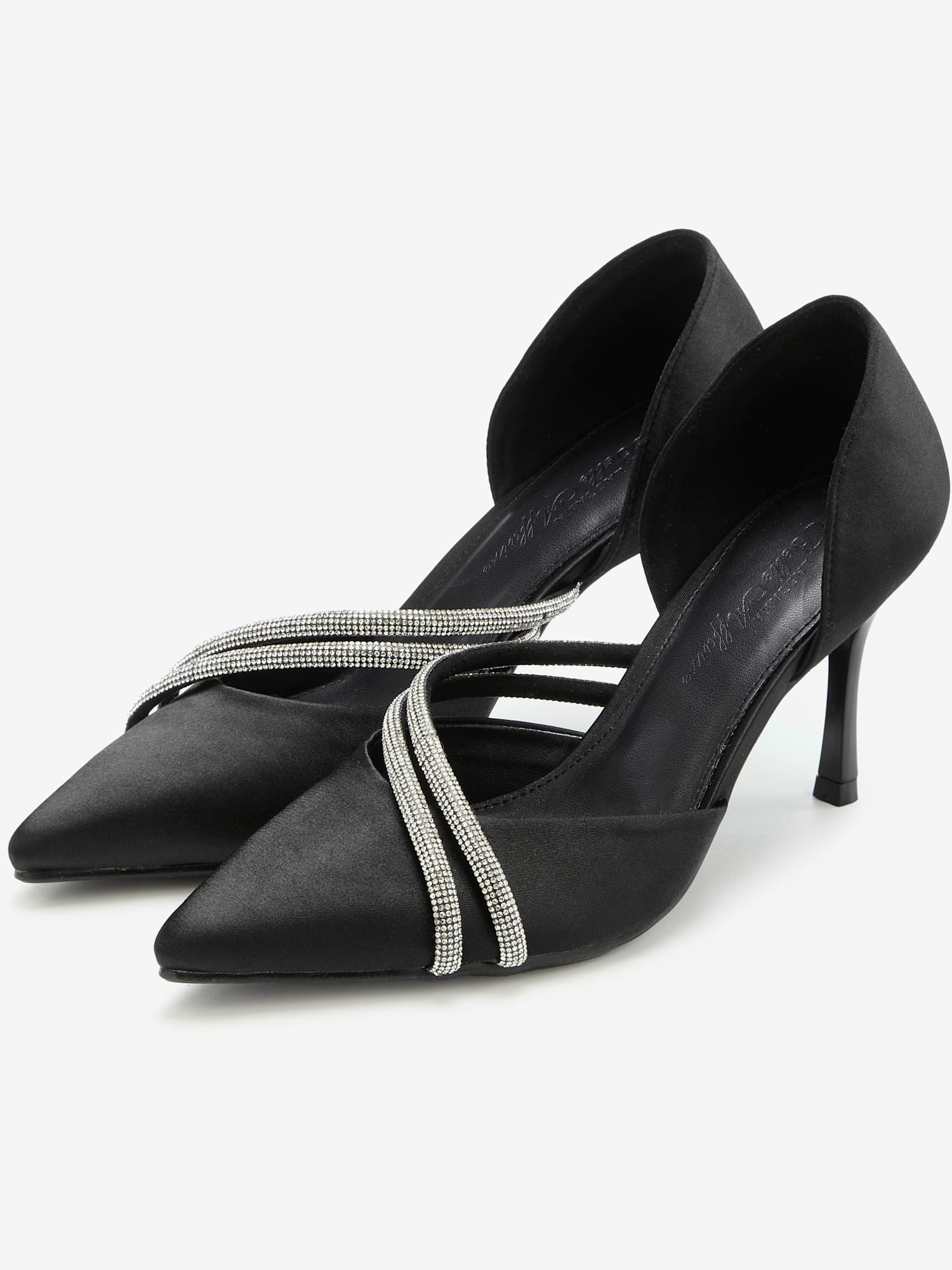 Escarpins trotteurs élégants avec bride scintillante asymétrique, noir uni, taille 41, LASCANA - helline