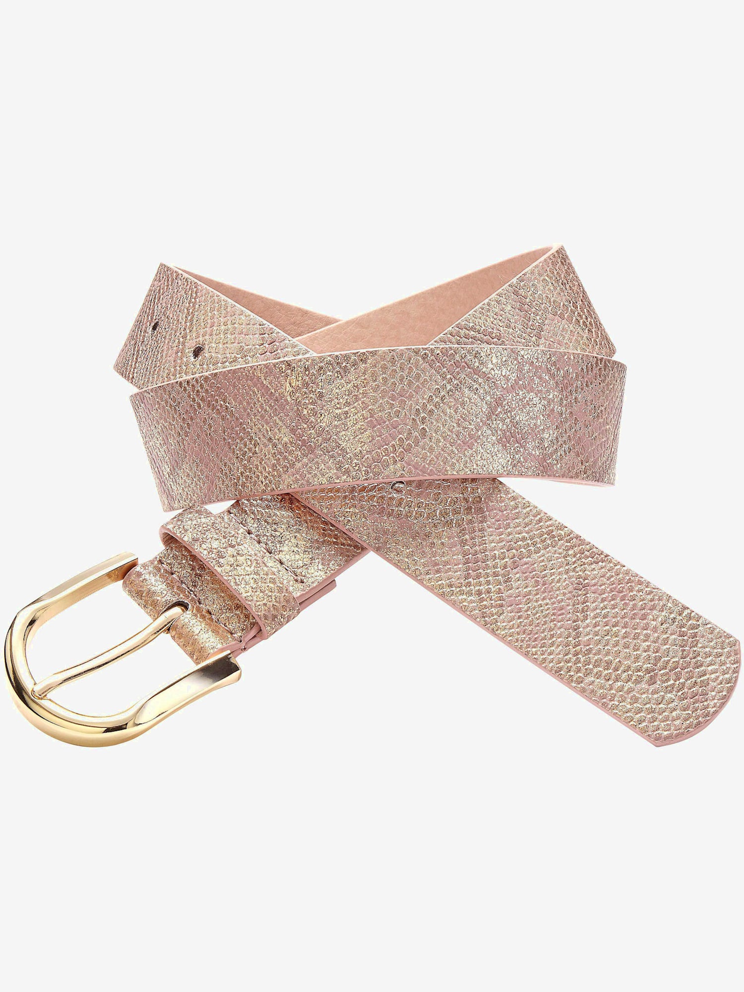 Ceinture hanches ceinture au look métallisé tendance avec motif animal en relief, couleur : couleur or, taille 110, marque LASCANA, 100% cuir -