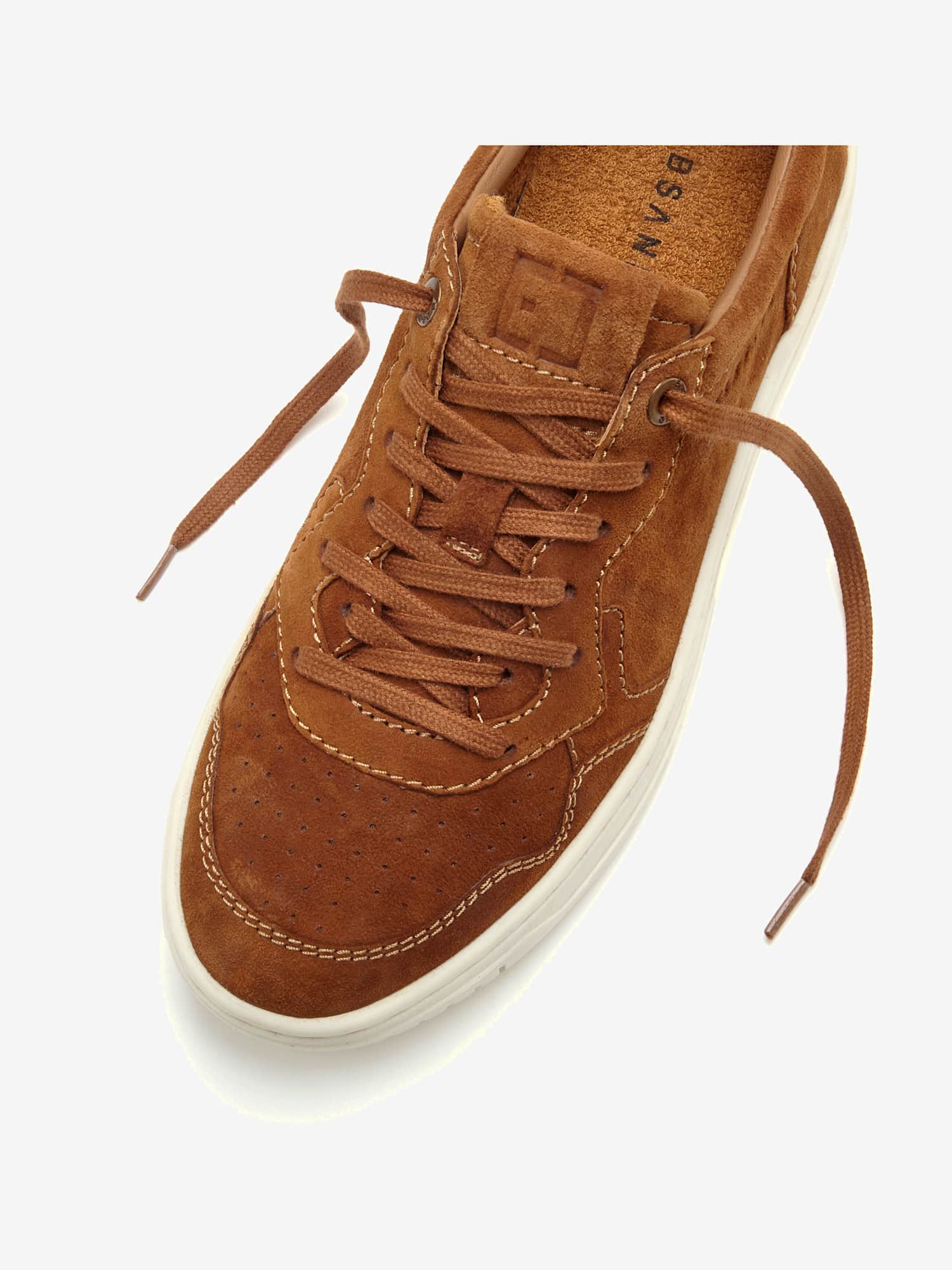 Baskets sneakers tendance en cuir velours doux de qualité, particulièrement confortables à porter, marron moyen uni, taille 43, Elbsand - helline