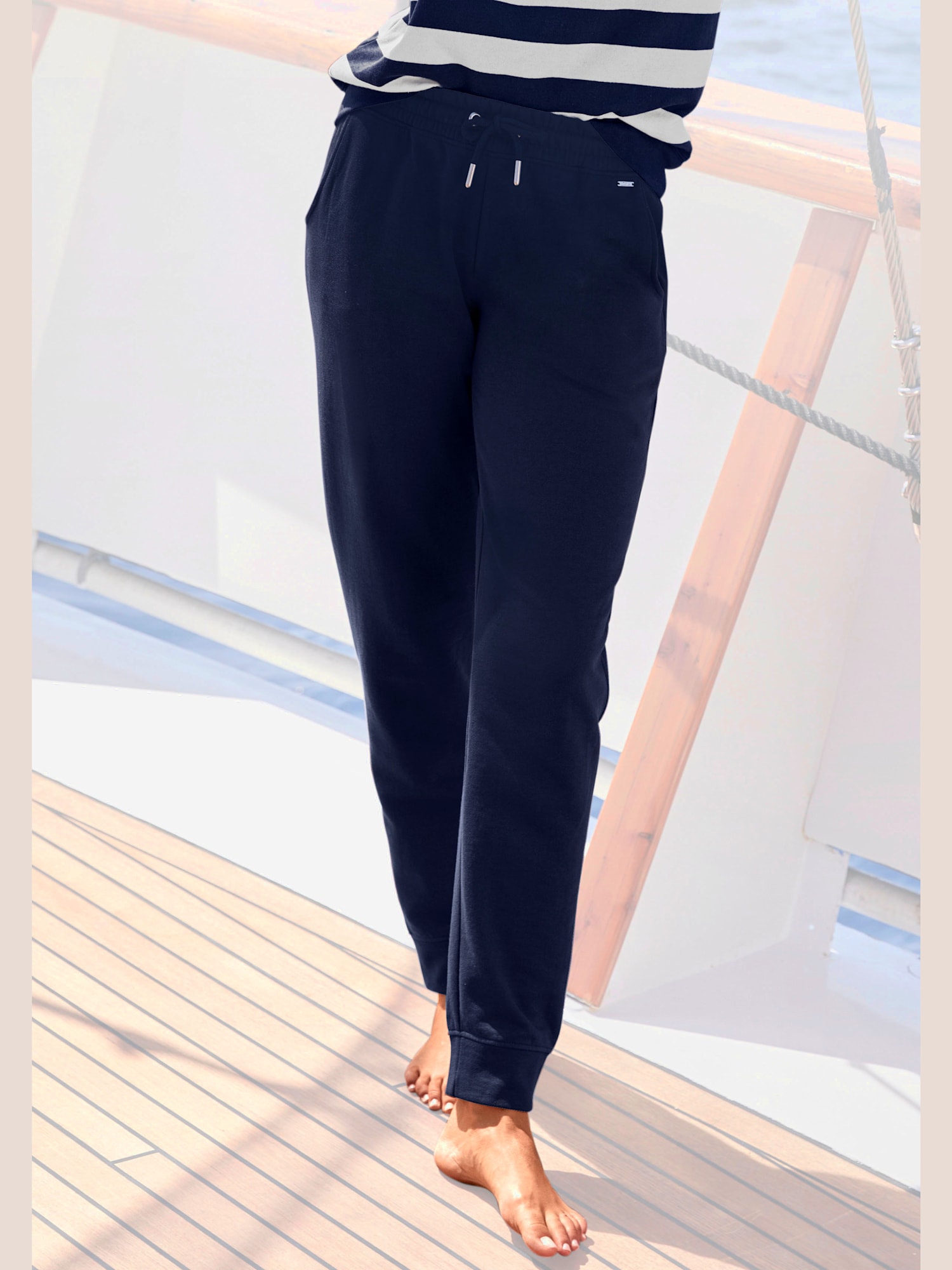Pantalon détente pantalon molletonné à la largeur confortable, couleur bleu, taille 34/36, marque H.I.S - helline