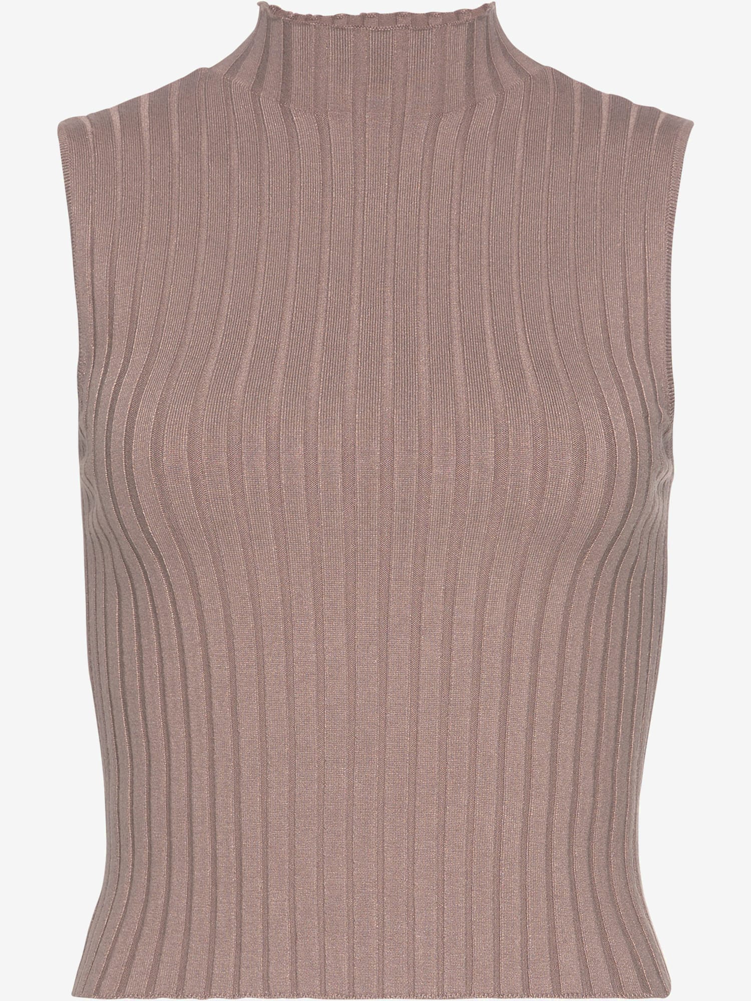 Débardeur en tricot encolure haute, couleur marron, taille 34/36, marque LASCANA - helline
