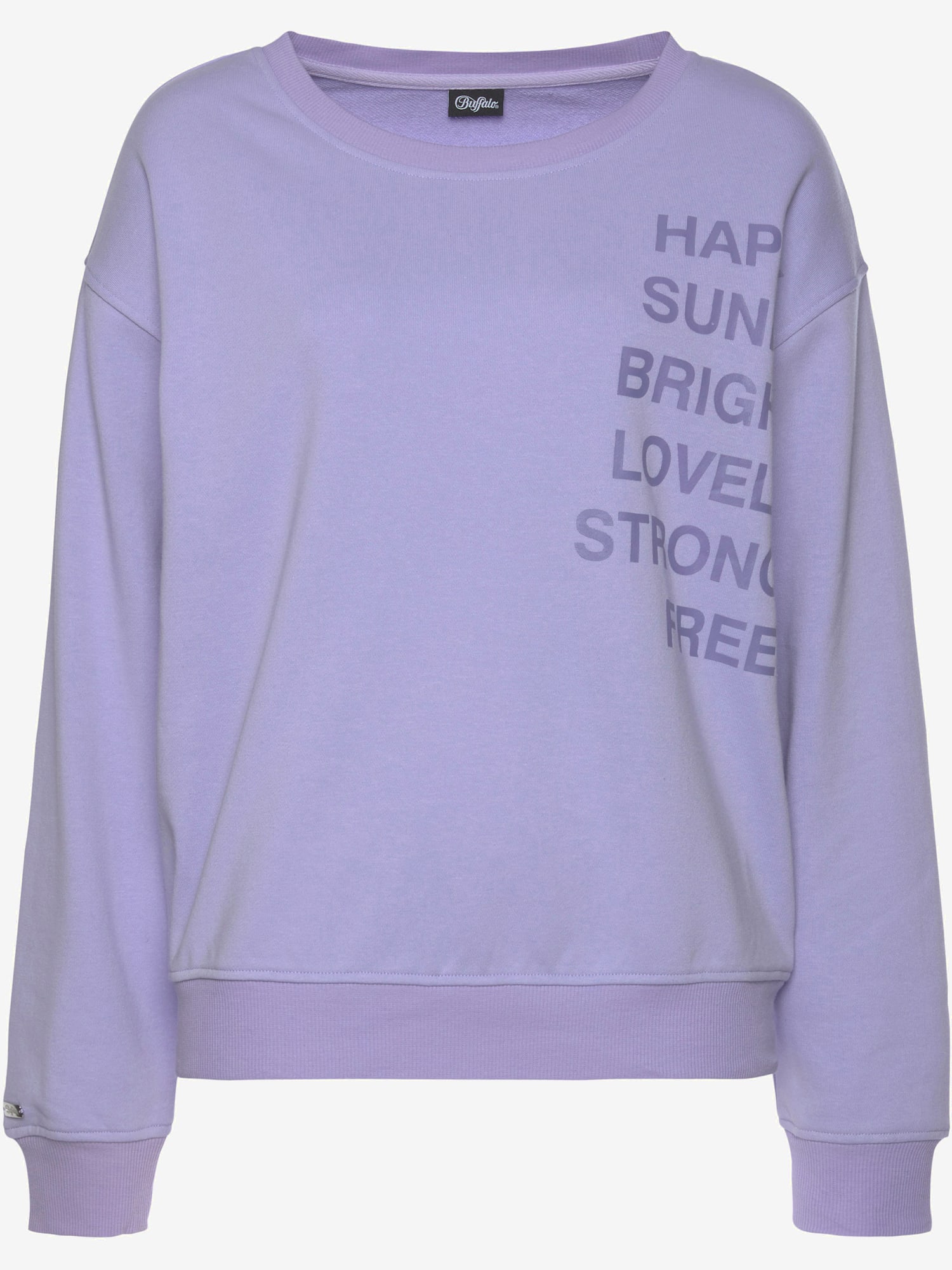 Sweat-shirt t-shirt sweat détente avec imprimé, couleur violet, taille 38/40, marque Buffalo - helline