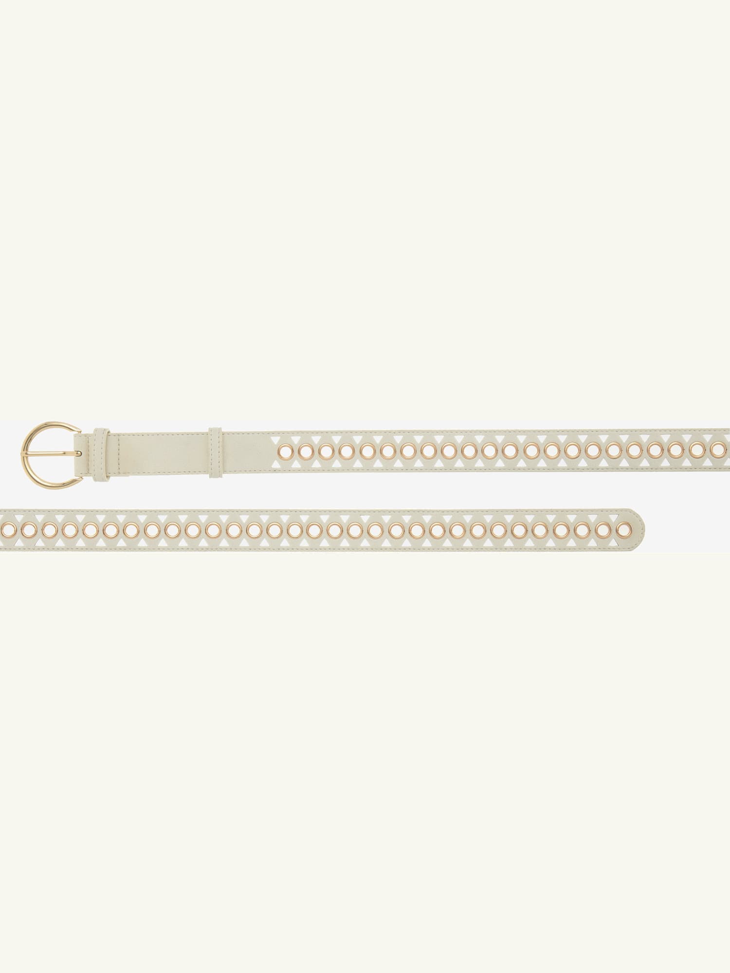 Ceinture hanches ceinture en imitation cuir avec découpes tendance et détails couleur or, couleur : couleur ivoire clair uni, taille 85, marque