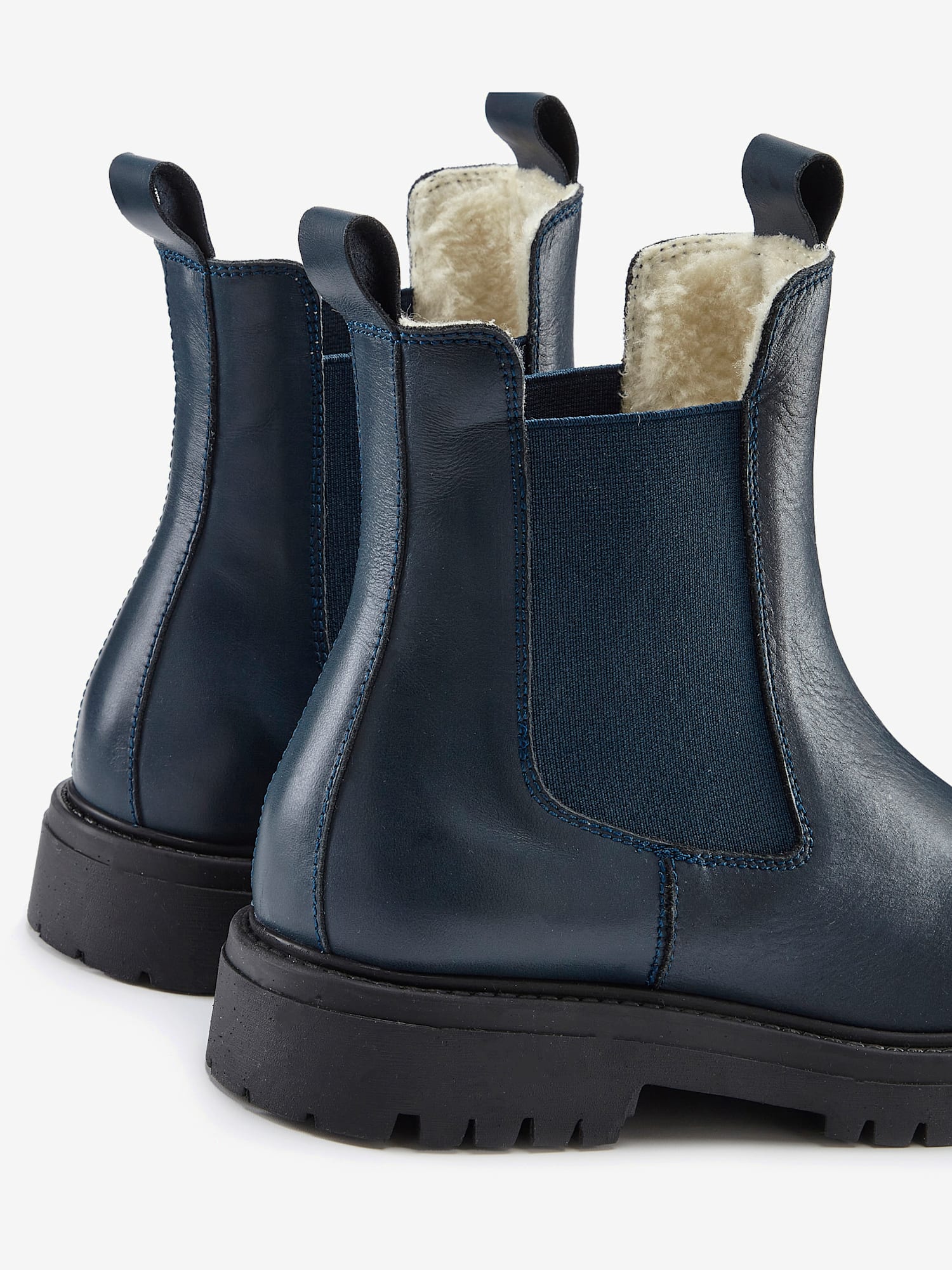 Bottines d'hiver en cuir de qualité avec doublure chaude toute douce, bleu foncé uni, taille 37, Elbsand - helline