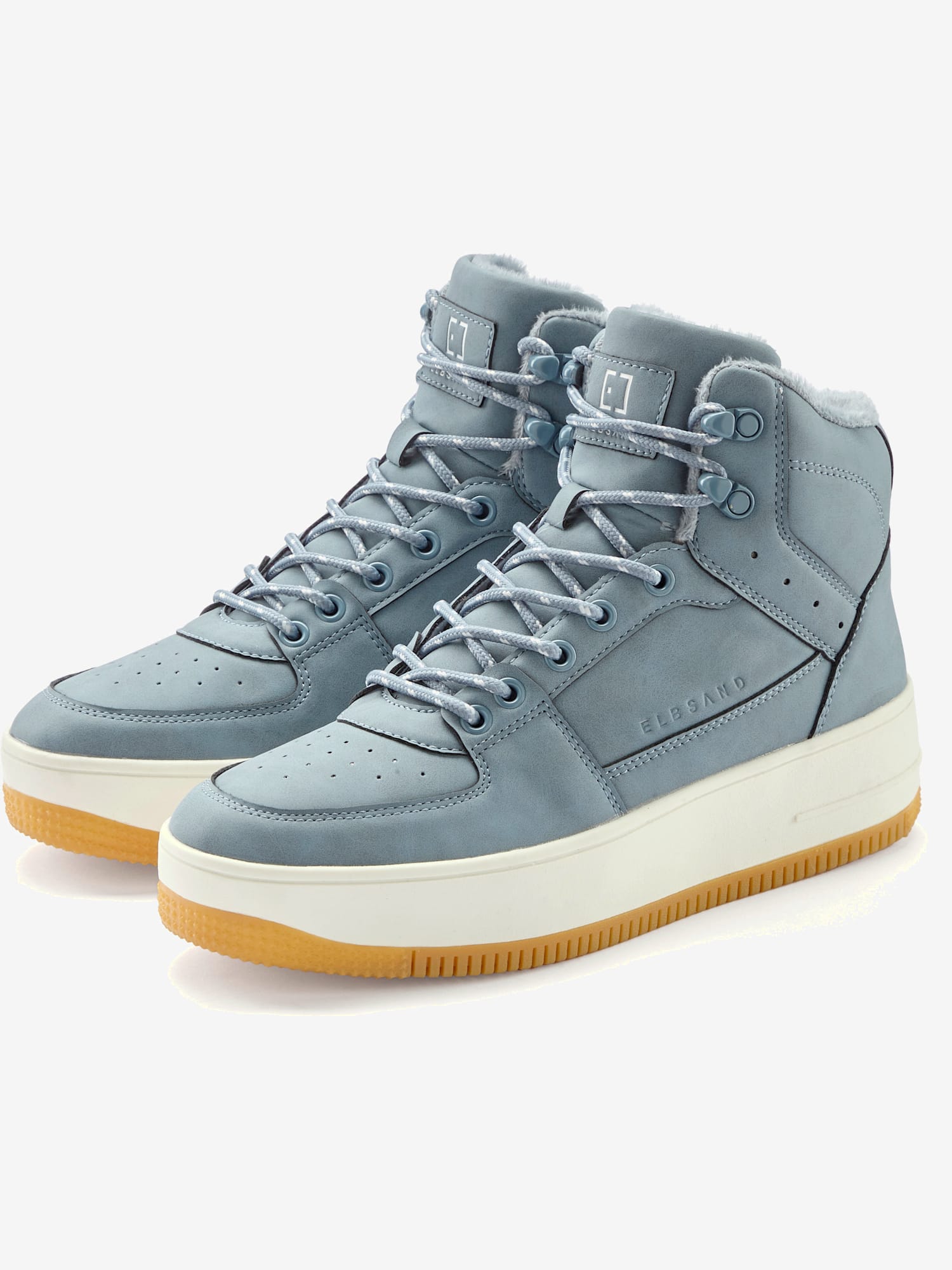 Baskets sneakers montantes avec doublure douce et agréable, couleur bleu, taille 42, marque Elbsand - helline