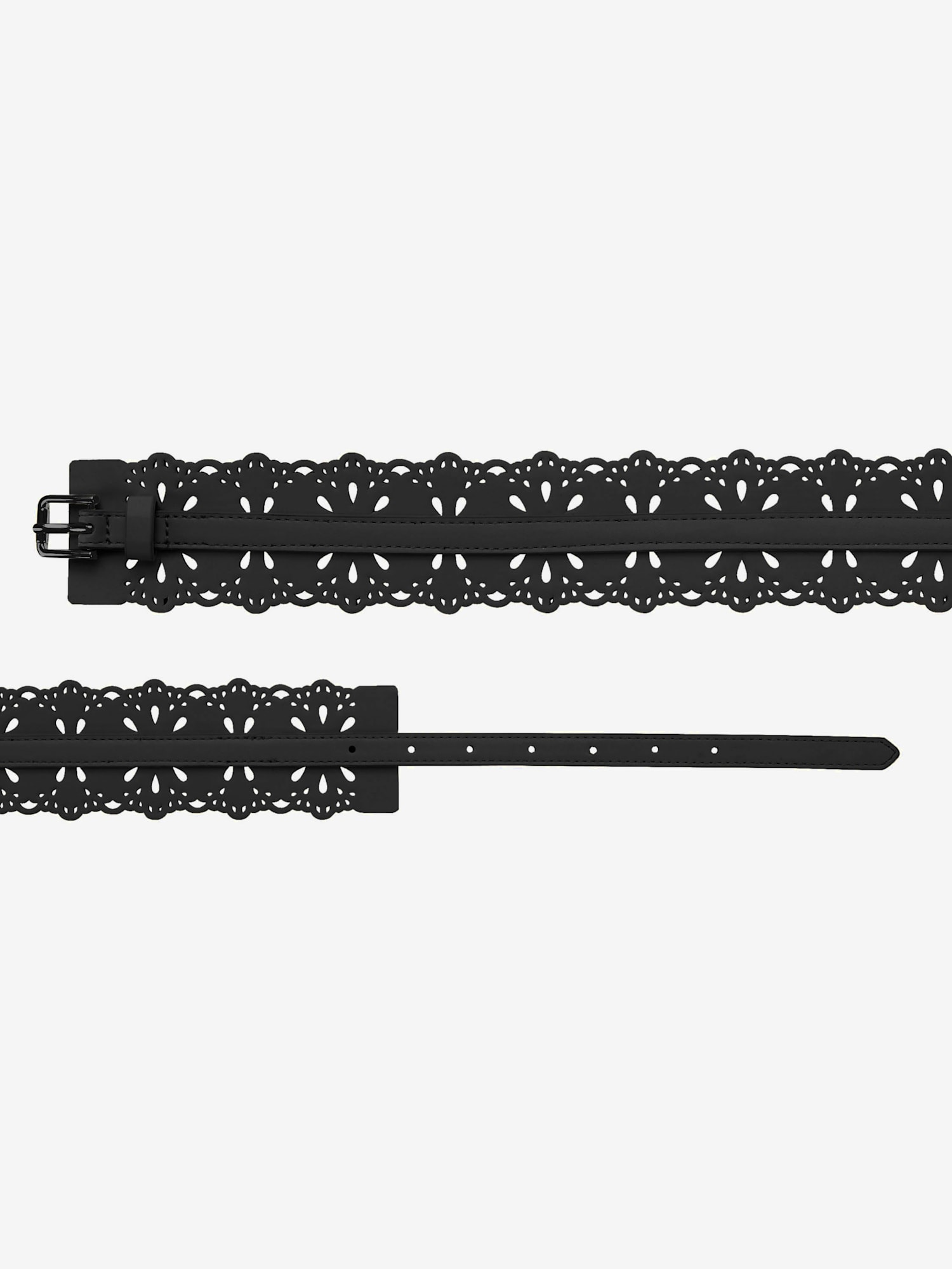 Large ceinture avec découpes tendance, couleur : noir uni, taille 75, marque LASCANA, 100% cuir - helline