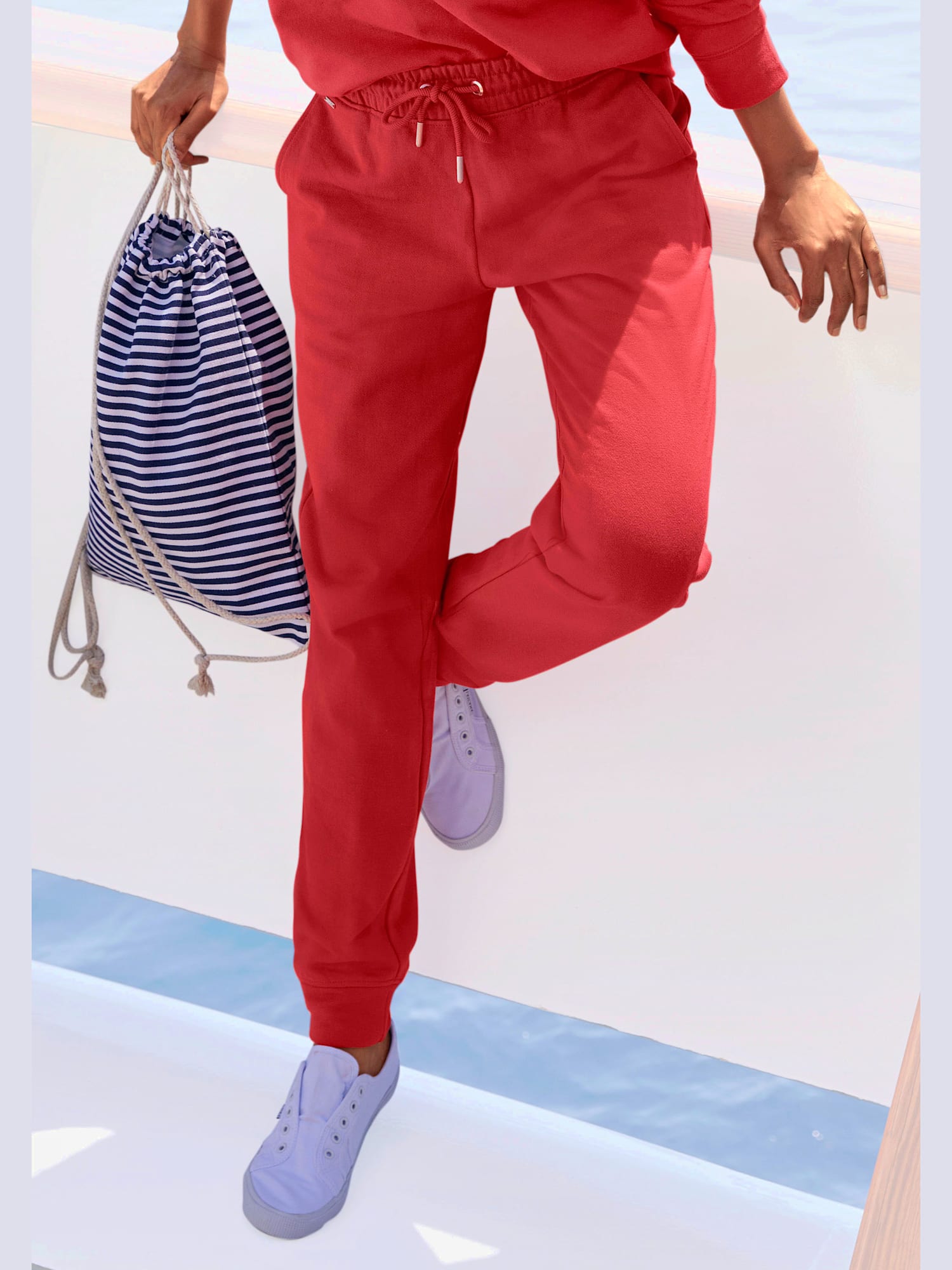 Pantalon détente pantalon molletonné à la largeur confortable, couleur rouge, taille 46/48, marque H.I.S - helline