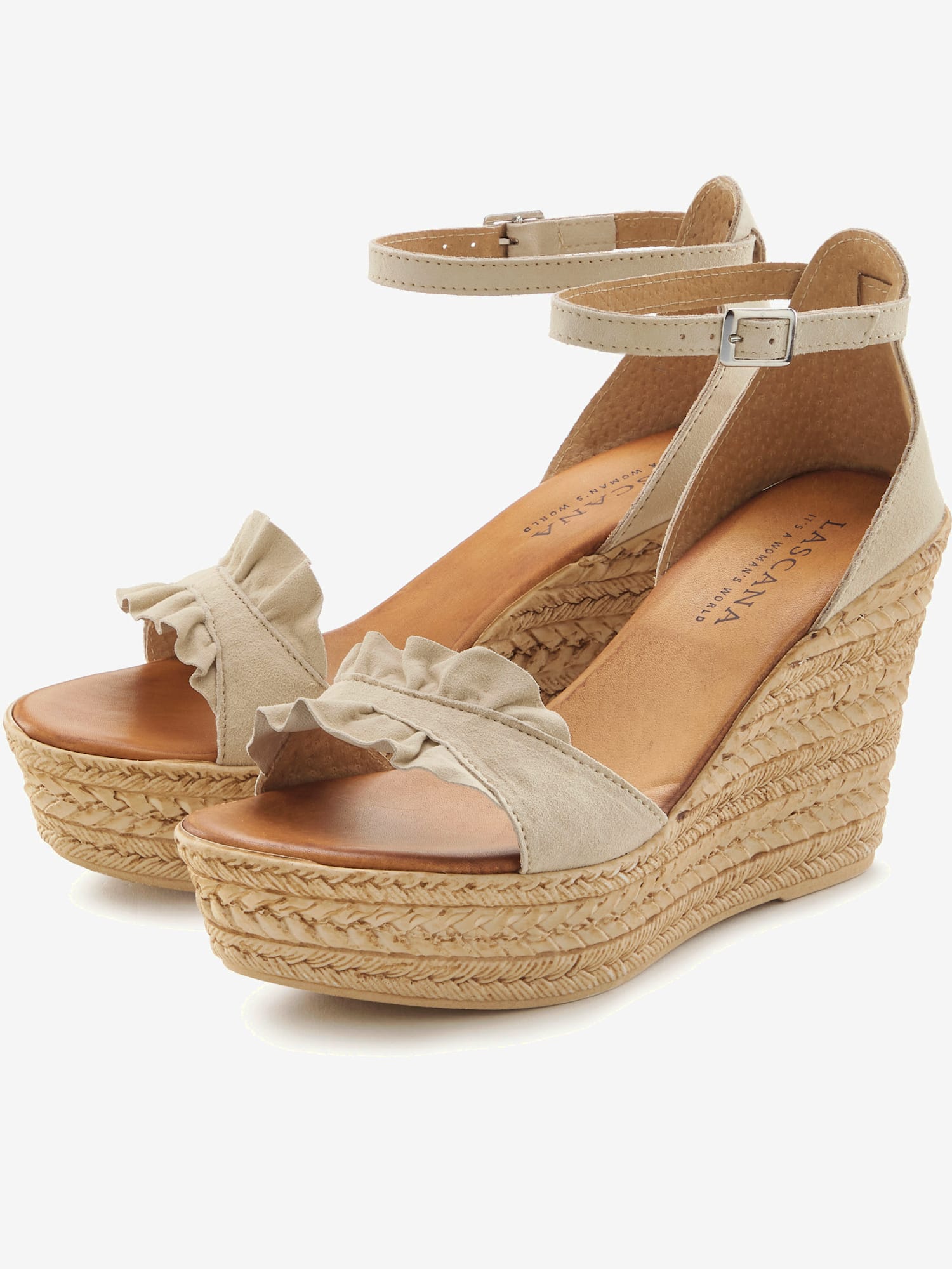 Sandales talon confortable, couleur marron, taille 40, marque LASCANA - helline