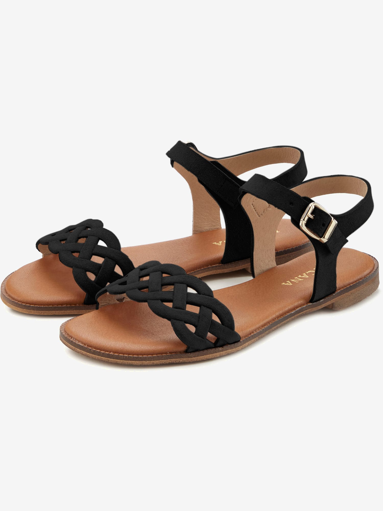 Sandales de fabrication espagnole, couleur noir, taille 41, marque LASCANA - helline