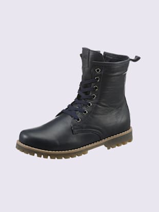 Bottines à lacets cuir nappa de vache, coleur bleu - HELLINE