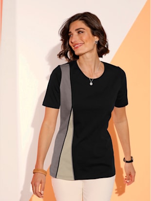T-shirt à encolure ronde empiècements contrastés tendance