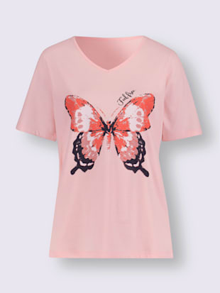 T-shirt en v imprimé papillon
