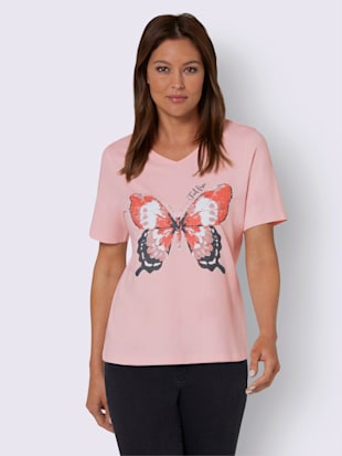 T-shirt en v imprimé papillon