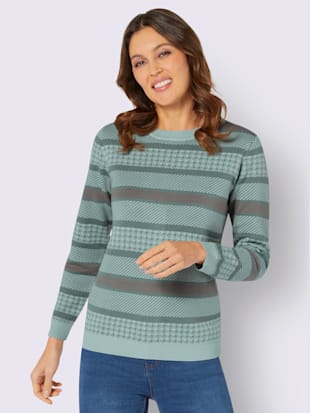 Pull col rond tricot jacquard de qualité