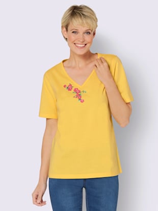 T-shirt en v joli imprimé à l'encolure
