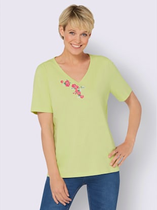 T-shirt en v joli imprimé à l'encolure
