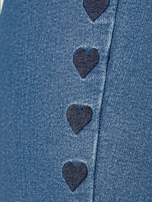 Jean broderie cœur le long de la couture latérale (Image 6)