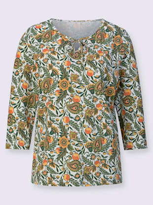 T-shirt à manches 3/4 encolure ronde avec v ouvert et lien à nouer (Image 4)