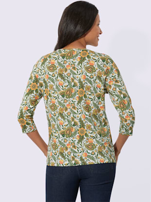 T-shirt à manches 3/4 encolure ronde avec v ouvert et lien à nouer (Image 3)
