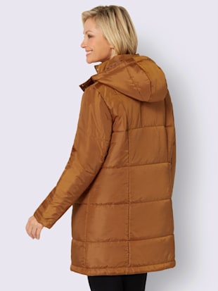 Veste longue glissière sous patte de boutonnage pression