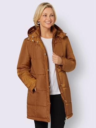 Veste longue glissière sous patte de boutonnage pression