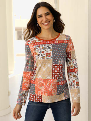 T-shirt à manches longues joli aspect patchwork (Image 1)