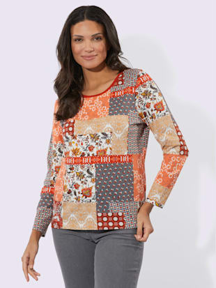 T-shirt à manches longues joli aspect patchwork (Image 2)