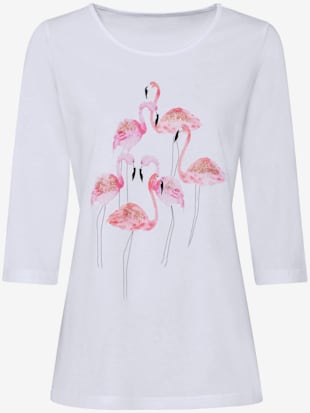 T-shirt à encolure arrondie et manches 3/4