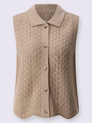 Gilet en tricot motif ajouré intégral