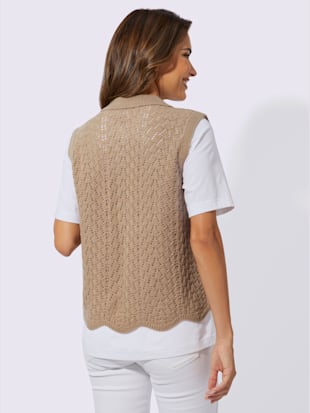 Gilet en tricot motif ajouré intégral