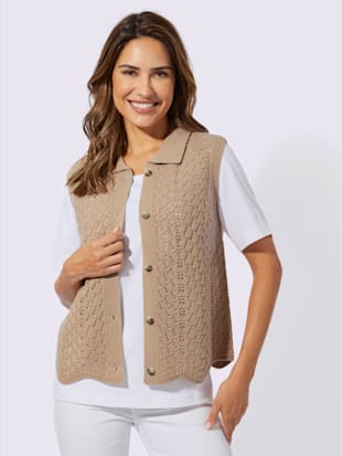 Gilet en tricot motif ajouré intégral