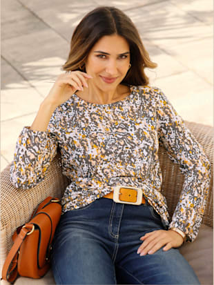 T-shirt à manches longues bords-côtes élastiques aux manches (Image 1)