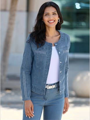 Veste en jean petites pierres brillantes fantaisie