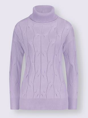 Pull à col roulé joli motif torsadé
