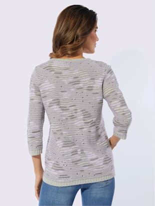 Pull à manches 3/4 superbe motif tricoté