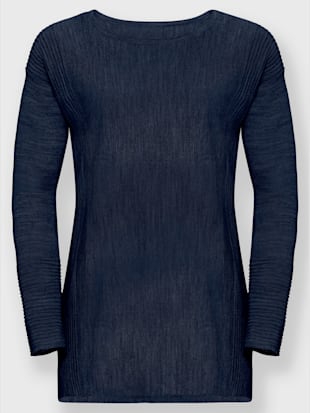 Pull tricot jersey avec détails côtelés col rond