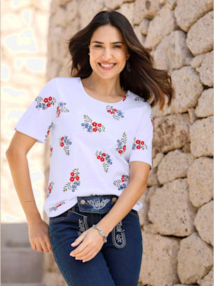 T-shirt à manches courtes imprimé floral aux coloris harmonieux