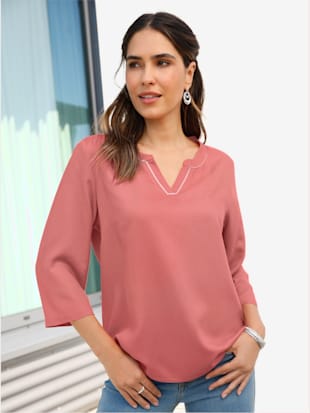 Chemisier ruban argenté à l'encolure , rose flamant, taille 50 - MODA VILONA - Mode Femme et Homme