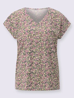 T-shirt en v motif floral féminin