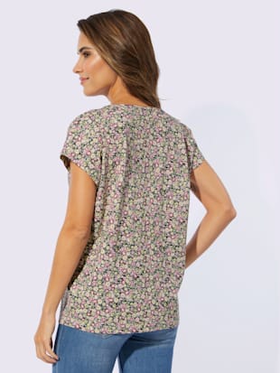 T-shirt en v motif floral féminin