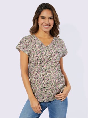 T-shirt en v motif floral féminin