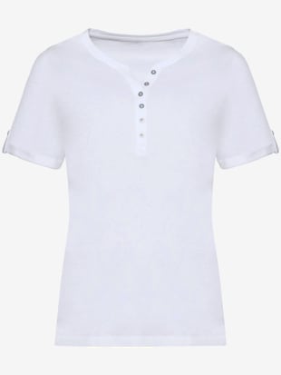 T-shirt en coton col rond avec patte de boutonnage manches courtes