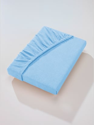 Drap-housse ni repassage ni défauts, couleur bleu clair - HELLINE
