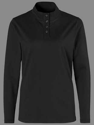 T-shirt femme col montant boutonné manches longues