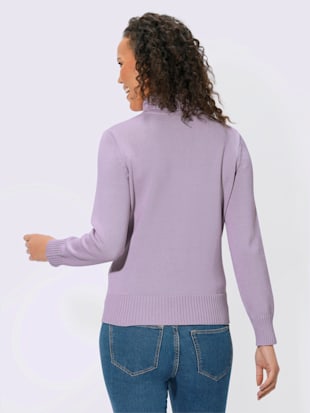 Pull femme col roulé manches ourlet avec finitions côtelées