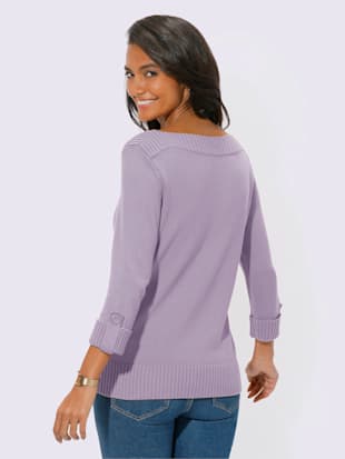 Pull femme manches 3/4 revers boutonnés