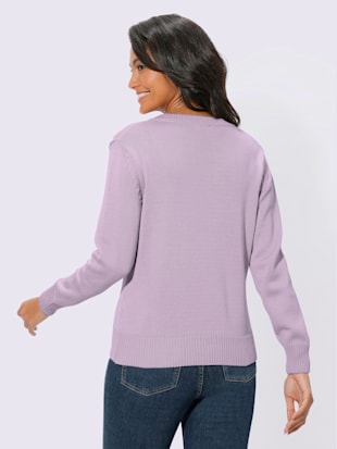 Pull femme coupe classique col en v finitions côtelées