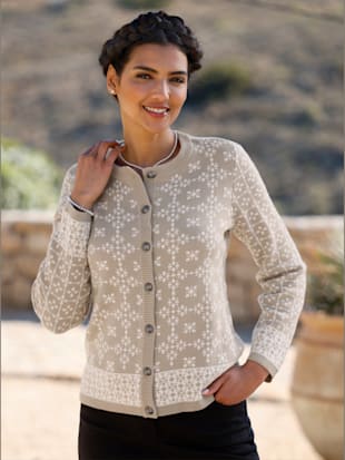 Veste en tricot jacquard mélange raffiné de motifs jacquard (Image 1)