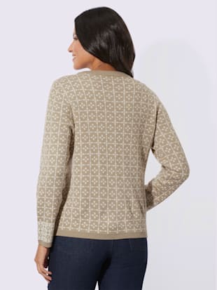 Veste en tricot jacquard mélange raffiné de motifs jacquard (Image 3)