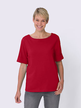 T-shirt encolure en u manches à revers fixe , rouge, taille 42 - MODA VILONA - Mode Femme et Homme